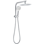 WELS 10" Rain Shower Head Handheld Sliding Rail DIY Twin Set Chrome Round