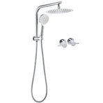 WELS Chrome Round 10" Rain Shower Head Handheld Sliding Rail DIY 2in1 Twin Taps Set
