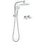 WELS Chrome Round 10" Rain Shower Head Handheld Sliding Rail DIY 2in1 Twin Taps Set