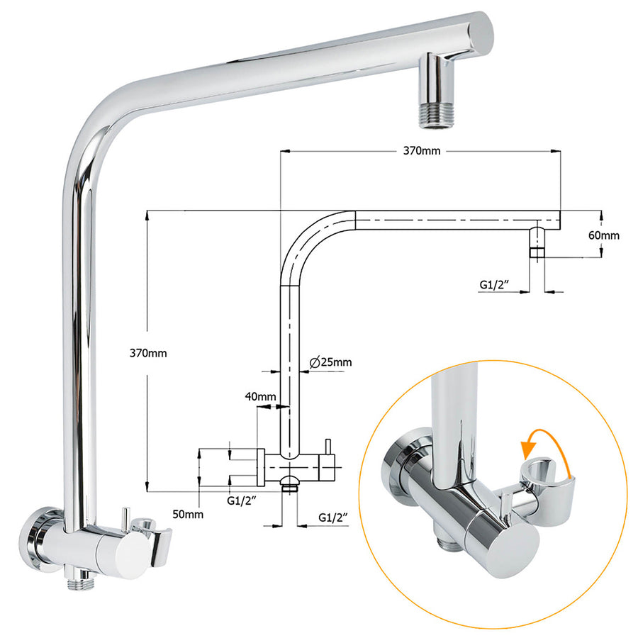 WELS Chrome Round 10" Rain Shower Head Handheld Sliding Rail DIY 2in1 Twin Taps Set