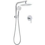 WELS Chrome Round 10" Rain Shower Head Handheld Sliding Rail DIY 2in1 Mixer Set