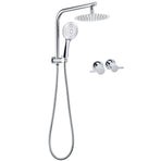 WELS Twin Shower Set 8" Rain Head 3 Modes Handheld Diverter Gooseneck Wall Arm + Taps