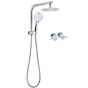 WELS Twin Shower Set 8" Rain Head 3 Modes Handheld Diverter Gooseneck Wall Arm + Taps