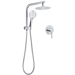 WELS Twin Shower Set 8" Rain Head 3 Modes Handheld Diverter Gooseneck Wall Arm + Mixer
