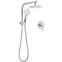 WELS Twin Shower Set 8" Rain Head 3 Modes Handheld Diverter Gooseneck Wall Arm + Mixer