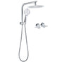 WELS Round Chrome 10" Dual Shower Head 3 Mode Handheld Gooseneck Wall Arm Twin Taps Set