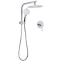WELS Round Chrome 10" Twin Shower Head 3 Mode Handheld Gooseneck Wall Arm Mixer Set
