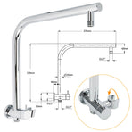 WELS 2in1 Round 12" Shower Head 3 Mode Handheld Gooseneck Arm Diverter Set Drill Free + Taps