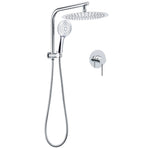WELS 2in1 Round 12" Shower Head 3 Mode Handheld Drill Free Gooseneck Arm Diverter Set + Mixer