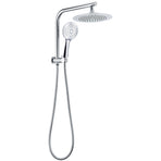 WELS Round 9" Twin Shower Head 3 Modes Handheld Gooseneck Wall Arm 2 in 1 Combo