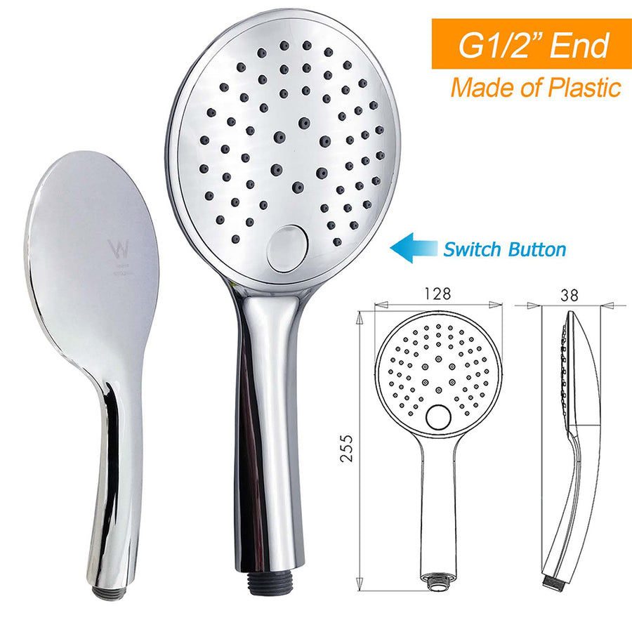 WELS Round 9" Twin Shower Head 3 Modes Handheld Gooseneck Wall Arm 2 in 1 Combo