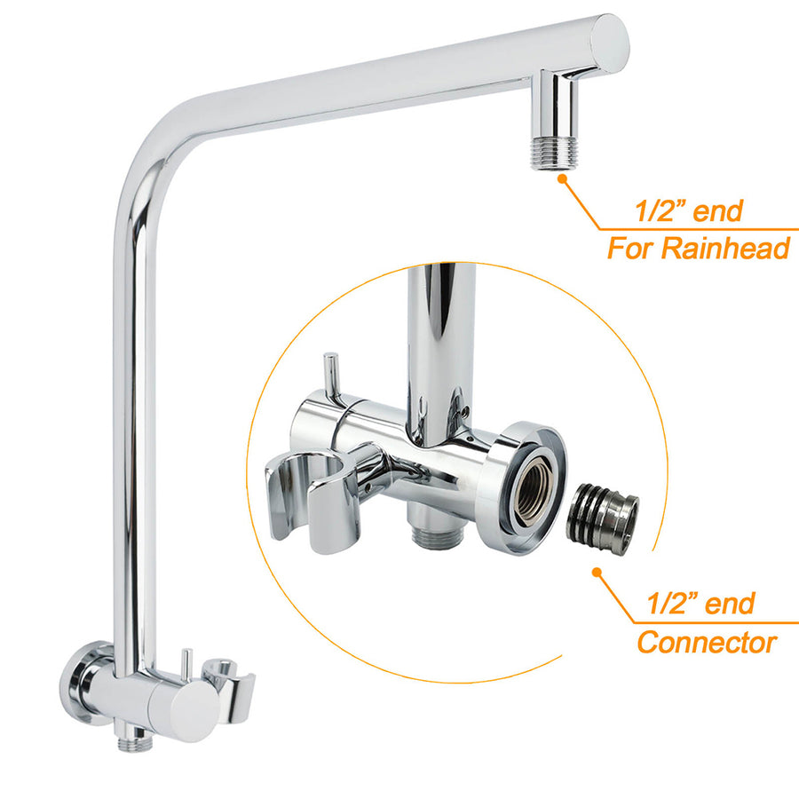 WELS Round 9" Twin Shower Head 3 Modes Handheld Gooseneck Wall Arm 2 in 1 Combo