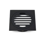 Black Bathroom 110mm Small Square Shower Grate Floor Drain 95mm Outlet Watermark