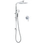 WELS Twin Shower Set 10" Rainfall Head 3 Modes Handheld Rose Silde Rail Chrome Round Mixer