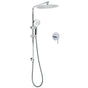 WELS Twin Shower Set Large Round 12" Rainfall Head 3 Modes Handheld Silde Rail + Mixer