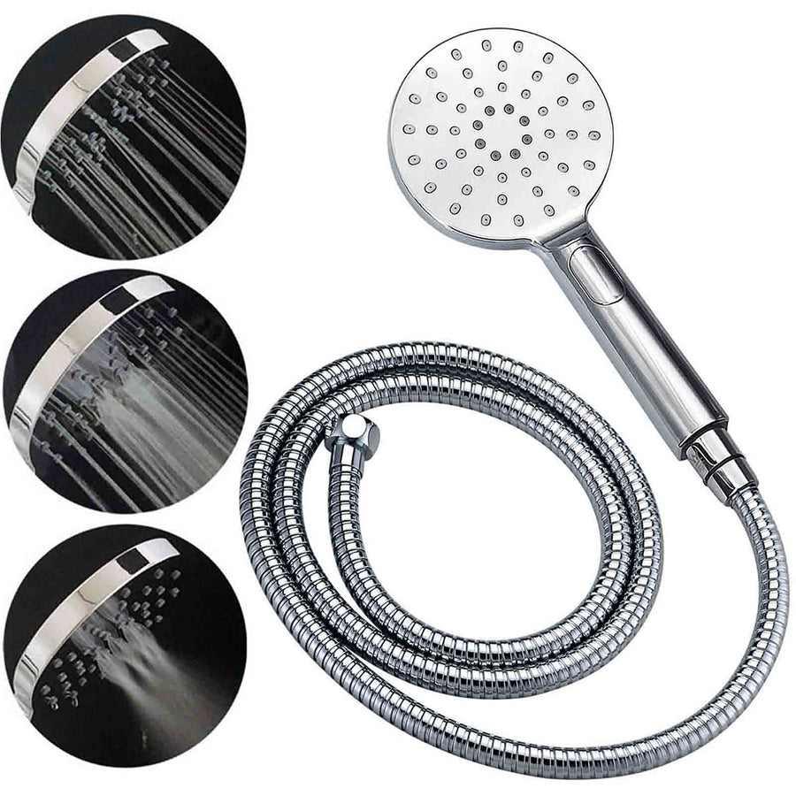 WELS Chrome 9" Rain Shower Head 3 Modes Handheld Rose Slide Rail Set Twin Taps