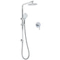 WELS Chrome Double Square 8" Shower Head Set 3 Function Handheld Rail Arm Mixer