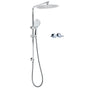 WELS Double Round Shower Head Handheld Sliding Rail Arm Chrome 12" Rainfall Twin Taps Set