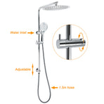 WELS Double Round Shower Head Handheld Sliding Rail Arm Chrome 12" Rainfall Twin Taps Set