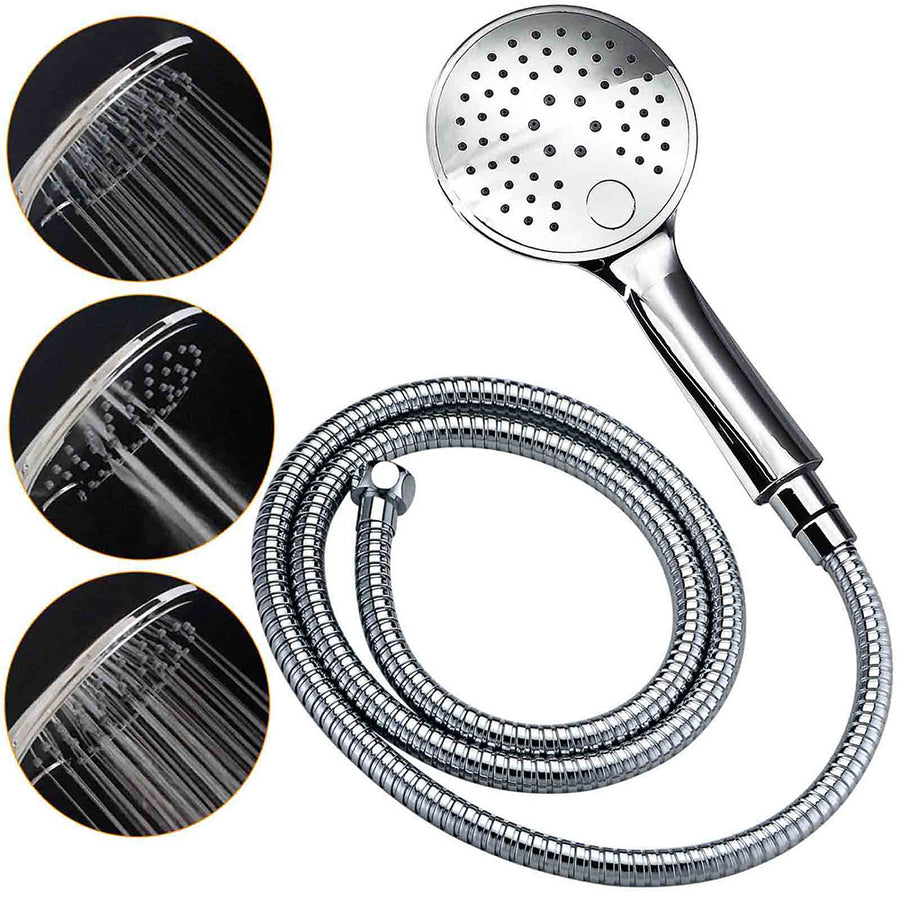 WELS Double Round Shower Head Handheld Sliding Rail Arm Chrome 12" Rainfall Twin Taps Set