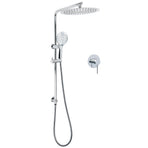 WELS Round Shower Head Handheld Sliding Rail Arm Chrome 12" Rainfall 2in1 Mixer Set