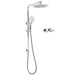 WELS Chrome 9" Plastic Rain Shower Head 3 Modes Handheld Rose Slide Rail Twin Taps