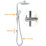 Chrome 9" Plastic Rain Shower Head 3 Modes Handheld Rose Slide Rail Diverter Mixer Set