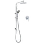 WELS Chrome Dual 8" Slim Rain Shower 5 Modes Rose Mixer Valve Sliding Rail Set + Mixer
