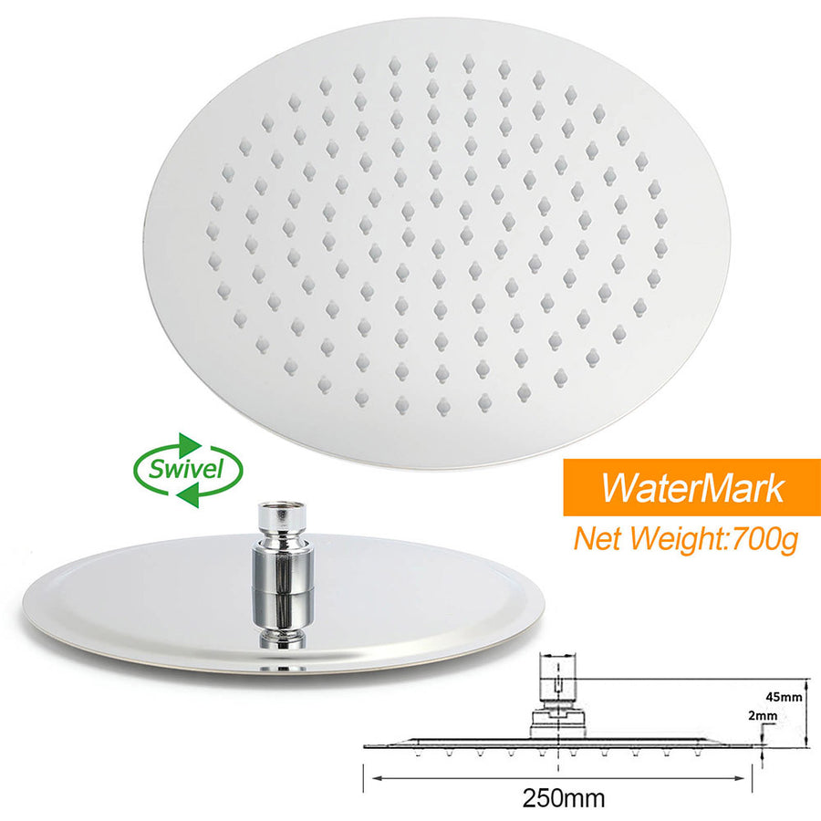WELS Chrome Dual 10" Slim Rain Shower 5 Modes Handset Mixer Valve Sliding Rail + Single Mixer