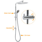 Chrome Dual Shower 12" Slim Rain Head 5 Modes Handheld Sliding Rail Inbuilt Diverter + Twin Taps