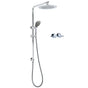 WELS Chrome Round 9" Rain Shower Head 5 Modes Massage Handheld Sliding Rail Set Twin Taps