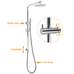 Bathroom Round 8" Rain Shower Head Single Mode Brass Handheld Spray Rail Arm Set