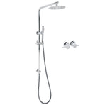 WELS Bathroom Round 8" Rain Shower Head Single Mode Brass Handheld Spray Rail Arm Set Twin Taps