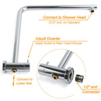 WELS Bathroom Round 8" Rain Shower Head Single Mode Brass Handheld Spray Rail Arm Set Twin Taps