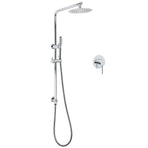 WELS Bathroom Round 8" Rain Shower Head Single Mode Brass Handheld Spray Rail Arm Set Mixer