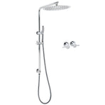 WELS 12" Rainfall + Brass Handheld Twin Shower Heads Rail Diverter Arm Round Taps Set