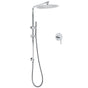 WELS 12" Rainfall + Brass Handheld Twin Shower Heads Rail Diverter Arm Round Mixer Set