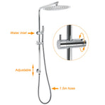 WELS 12" Rainfall + Brass Handheld Twin Shower Heads Rail Diverter Arm Round Mixer Set