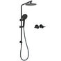 WELS Matt Black Round 2in1 8" Shower Head Sliding Rail Arm 3 Modes Handheld Twin Taps