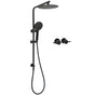 WELS Matt Black 10" Shower Rain Head Handheld Silde Wall Arm Rail Dual Set Twin Taps