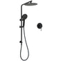 WELS Matt Black 10" Shower Rain Head Handheld Silde Wall Arm Rail Dual Set Mixer