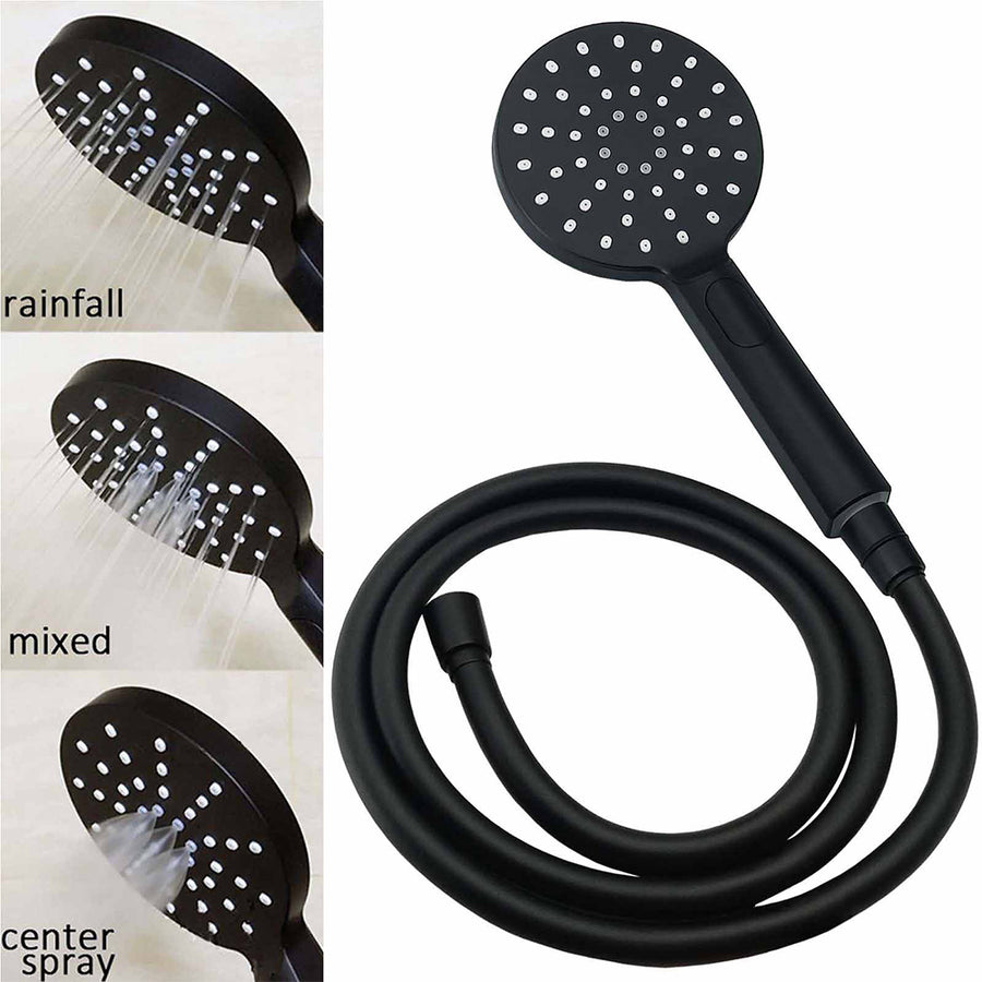 WELS Matt Black 10" Shower Rain Head Handheld Silde Wall Arm Rail Dual Set Mixer