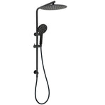 Matt Black Dual Shower 12" Large Shower Rain Head + Handheld Silde Wall Rail Set