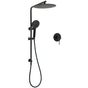 WELS Matt Black Dual Shower 12" Large Shower Rain Head + Handheld Silde Wall Rail Mixer Set