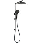 Matt Black 2in1 Round 9" Rainfall Shower Head & 3 Modes Handheld Silde Rail Set
