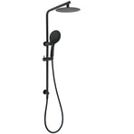 Matt Black Round 8" Shower Head Sliding Rail Arm 3 Modes Handheld Arm Dual Combo