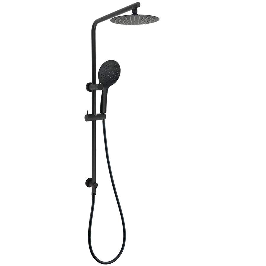 Matt Black Round 8" Shower Head Sliding Rail Arm 3 Modes Handheld Arm Dual Combo
