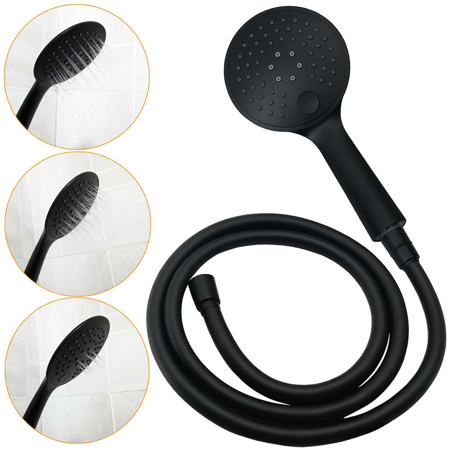 Matt Black Round 8" Shower Head Sliding Rail Arm 3 Modes Handheld Arm Dual Combo + Mixer