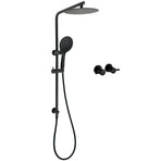 Matt Black Twin 10" Shower Head 3 Modes Handheld 2in1 Wall Rail Arm Round Taps