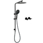 Matt Black Twin 10" Shower Head 3 Modes Handheld 2in1 Wall Rail Arm Round Taps